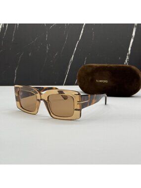 NEW TOM FORD BRIGITTA TF1188 45E HAVANA/BROWN WOMEN SQUARE SUNGLASSES FT1188